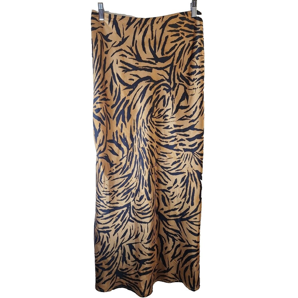 VICI Long Satin Aminal Print Maxi Skirt Sz L Zip Festival‎ Office Siren Party